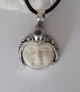 AGNES CREATIONS / Pendentif Femme Mode Argent 925 & Os sculpté orné Topaze Bleue