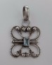 AGNES CREATIONS / BEAU PENDENTIF VINTAGE/ RETRO EN ARGENT 925 ORNE TOPAZE BLEUE 