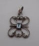 AGNES CREATIONS / BEAU PENDENTIF VINTAGE/ RETRO EN ARGENT 925 ORNE TOPAZE BLEUE 