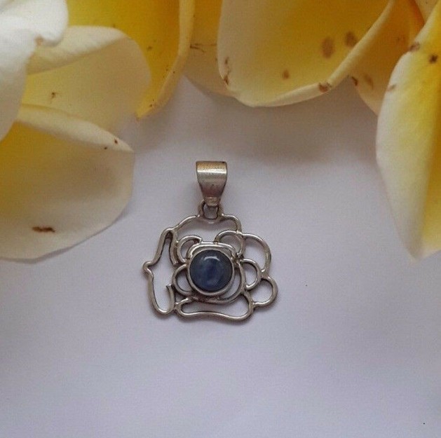 AGNES CREATIONS // PENDENTIF MODE VINTAGE EN ARGENT 925 ORNE D'UN LAPIS LAZULI