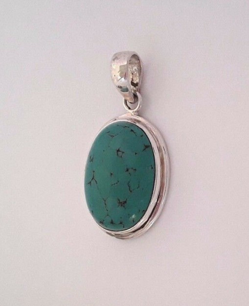 AGNES CREATIONS / BEAU PENDENTIF CABOCHON ARGENT 925 & TURQUOISE