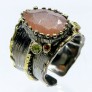 AGNES CREATIONS / BAGUE CREATEUR FEMME PIERRE DE SOLEIl ARGENT& OR TAILLE 52-53