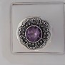 AGNES CREATIONS /BELLE BAGUE FEMME VINTAGE EN ARGENTORNEE AMETHYSTE TAILLE 58