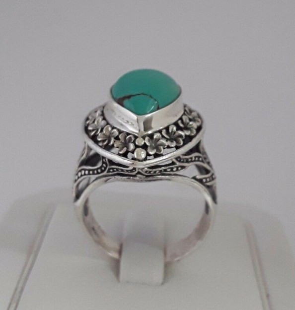 AGNES CREATIONS / SUBLIME BAGUE FEMME EN ARGENT 925 ORNEE TURQUOISE TAILLE 58