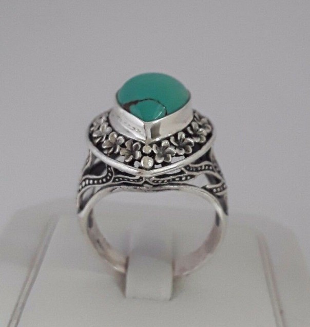 AGNES CREATIONS / SUBLIME BAGUE FEMME EN ARGENT 925 ORNEE TURQUOISE TAILLE 58