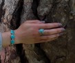 AGNES CREATIONS / SUBLIME BAGUE FEMME EN ARGENT 925 ORNEE TURQUOISE TAILLE 58