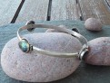  AGNES CREATIONS // BRACELET FEMME METAL ARGENTE & MEDAILLONS NACRE ABALONE