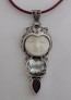 AGNES CREATIONS / BEAU PENDENTIF EN ARGENT 925 & MASQUE OS SCULPTE & AMETHYSTES