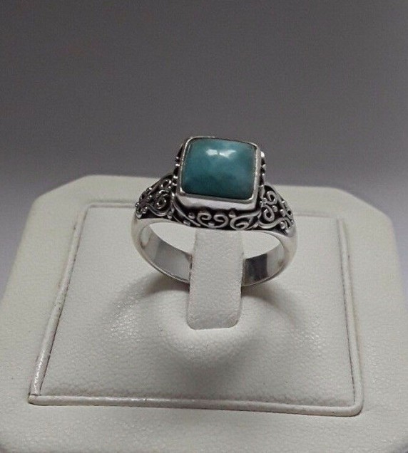 AGNES CREATIONS // BELLE BAGUE FEMME EN ARGENT 925 ORNEE LARIMAR - TAILLE 54-55 