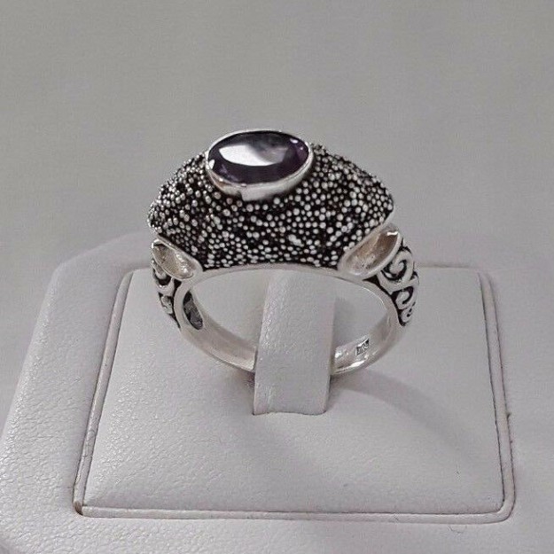 AGNES CREATIONS / SUPERBE BAGUE FEMME EN ARGENT 925 ORNEE AMETHYSTE - TAILLE 56
