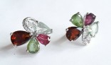  AGNES CREATIONS /Magnifique Boucles d oreilles Créateur argent 925 & Tourmaline