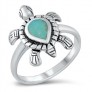 BAGUE EN ARGENT 925 "TORTUE" ORNEE PIERRE TURQUOISE