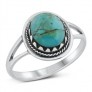 BAGUE EN ARGENT MASSIF ORNEE D'UNE TURQUOISE OVALE