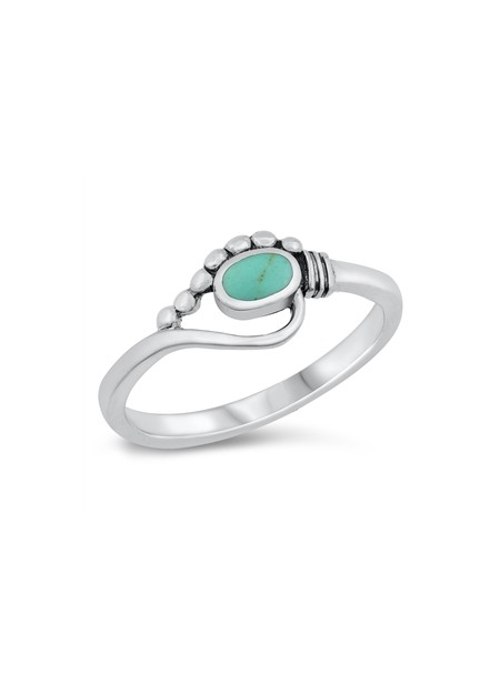 BAGUE EN ARGENT MASSIF ORNEE D'UNE TURQUOISE