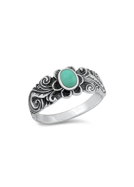 BAGUE EN ARGENT MASSIF ORNEE D'UNE TURQUOISE