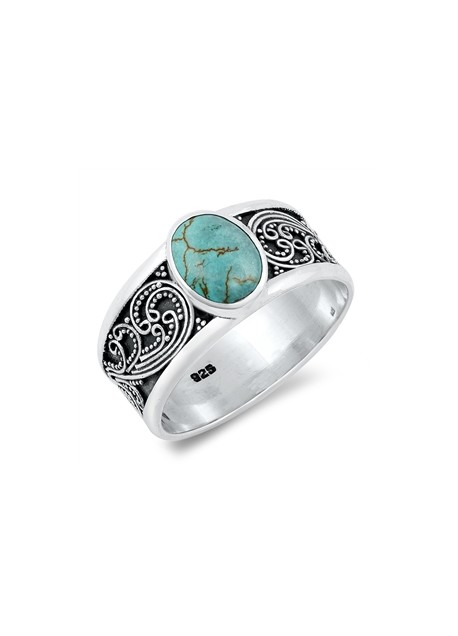 BAGUE EN ARGENT MASSIF ORNEE D'UNE TURQUOISE