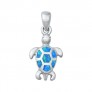 Pendentif Mixte Tortue orné d' Opale bleue en Argent 925