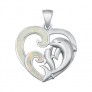 Pendentif Coeur & Dauphin orné d' Opale blanche en Argent 925