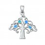 Pendentif Mixte Arbre orné d'Opale bleue en Argent 925