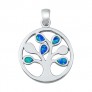 Pendentif Mixte Arbre orné d'Opale bleue en Argent 925