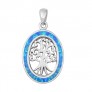 Pendentif Mixte Arbre de vie orné d'Opale bleue en Argent 925