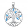 Pendentif Mixte Arbre de vie orné d'Opale bleue en Argent 925