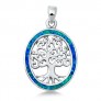 Pendentif Mixte Arbre de vie orné d'Opale bleue en Argent 925