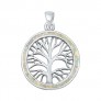 Pendentif Mixte Arbre de vie orné d'Opale blanche en Argent 925