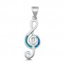 Pendentif Mixte Note de musique orné d'Opale bleue en Argent 925