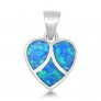 Pendentif Cœur orné d' Opale bleue en Argent 925
