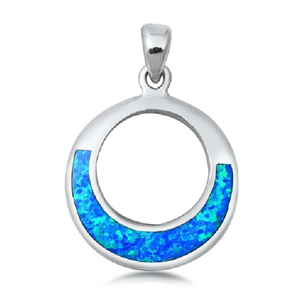 Pendentif Mixte Aztèque orné d'Opale bleue en Argent 925