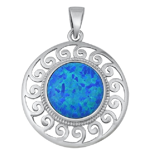 Pendentif orné d'Opale bleue en Argent 925