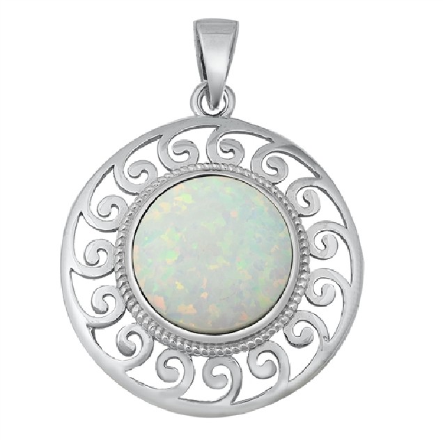 Pendentif orné d'Opale blanche en Argent 925