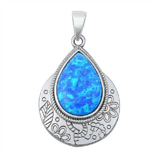 Pendentif orné d'Opale bleue en Argent 925