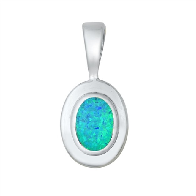 Pendentif orné d'Opale bleue en Argent 925