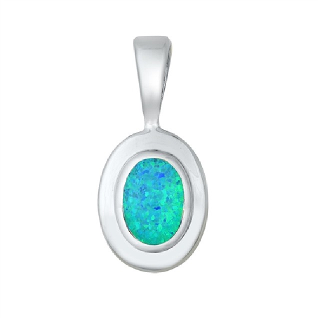 Pendentif orné d'Opale bleue en Argent 925