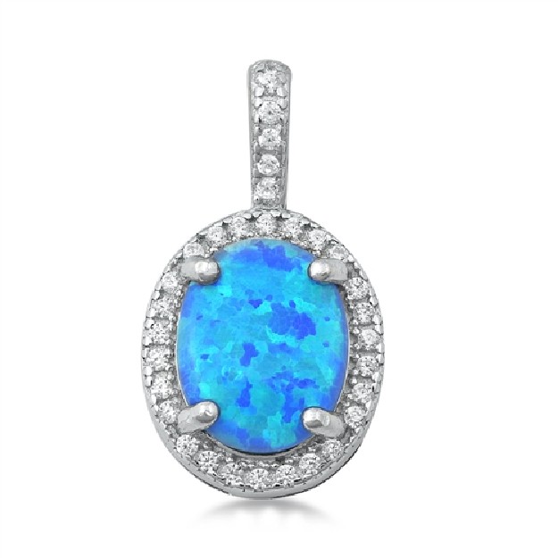 Pendentif orné d'Opale bleue en Argent 925