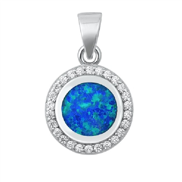 Pendentif orné d'Opale bleue en Argent 925
