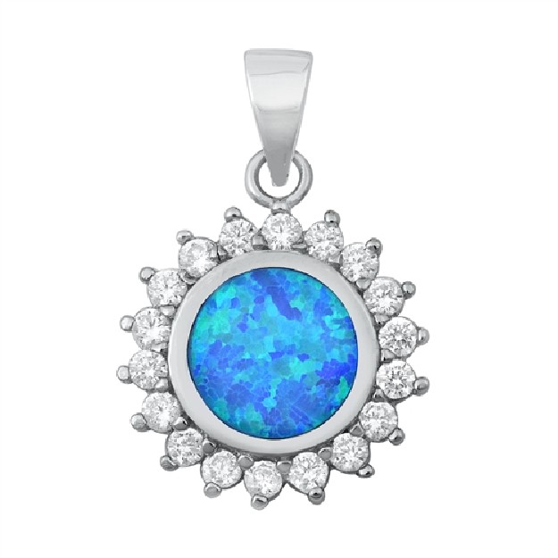 Pendentif orné d'Opale bleue en Argent 925