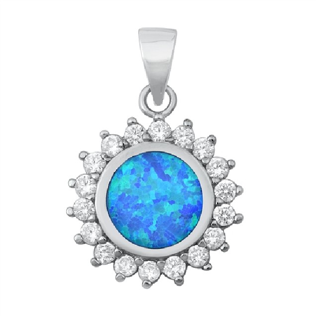 Pendentif orné d'Opale bleue en Argent 925