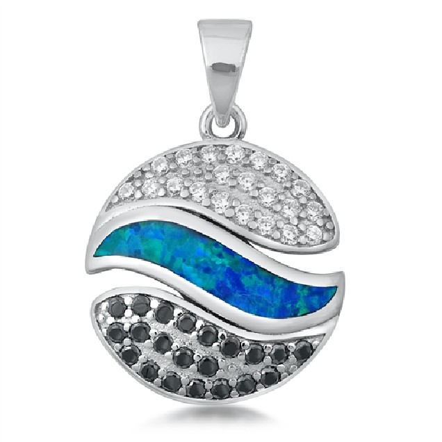 Pendentif orné d'Opale bleue en Argent 925