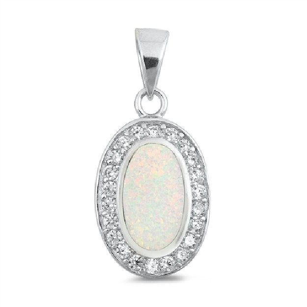 Pendentif orné d'une Opale blanche en Argent 925