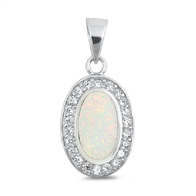 Pendentif orné d'une Opale blanche en Argent 925