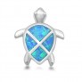 Pendentif Tortue orné d'Opale bleue en Argent 925