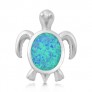 Pendentif Tortue orné d'une Opale bleue en Argent 925