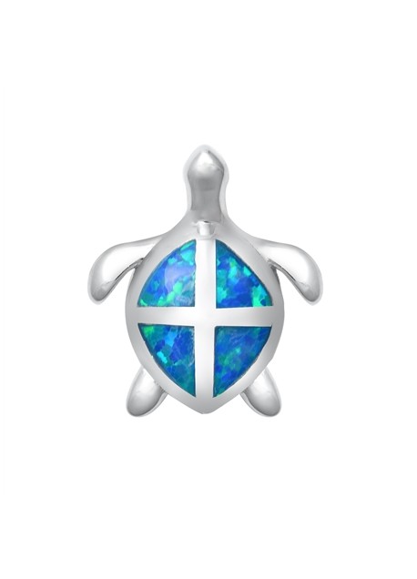 Pendentif Tortue orné d'Opale bleue en Argent 925