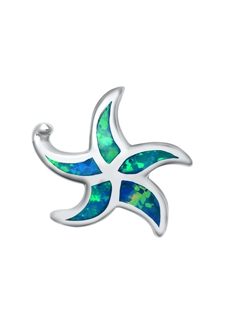 Pendentif Étoile de mer orné d'Opale bleue en Argent 925