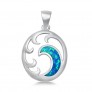 Pendentif Vague orné d'Opale bleue en Argent 925