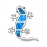 Pendentif Lézard orné d'Opale bleue en Argent 925