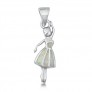 Pendentif Danseuse Ballerine orné d'Opale blanche en Argent 925